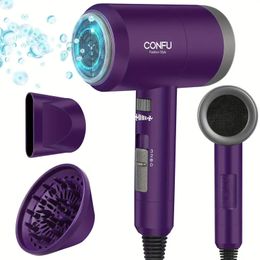 KF-3127 Purple CONFU 1600W Hair Dryer: Lightweight & Portable for Travel, Salon & Home Use