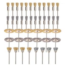 44 Pieces Mini Wire Brush Wheel Cup Brass Steel Wire Brush Set 1 8inch 3mm Shank For Power Dremel Rotary Tools Polishing Buf1270z