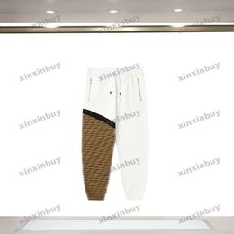 xinxinbuy Men women designer pant Panelled Double letter printing pocket Spring summer Casual pants letter Black Khaki XS-L