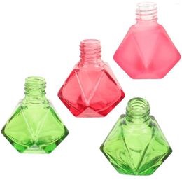 Storage Bottles 4 Pcs Coloured Glass Small Gel Polish Nail Diamond Refillable Empty Fingernail