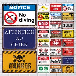 Vintage Warning Wall Stickers No Parking Metal Tin Plate Attention No Smoking Metal Sign Notice Plaque Man Cave Room Home Personalised Outdoor Decor 30X20CM w01