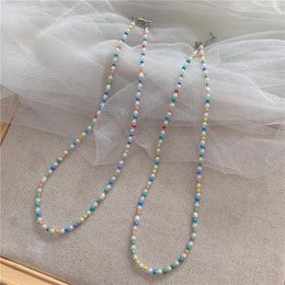 Choker Summer Necklace For Women Grace Colourful Crystal Beads Pearl Handmade Beach Chic Korean Jewellery 2023