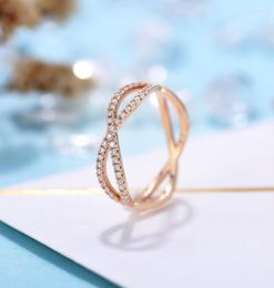 Cluster Rings Solid 14K 585 Rose Gold Moissanite Split Shank Wedding Band For Women Anniversary Gift