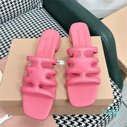 designer Slip-On Flat Sandals Slides Mules Slippers women's luxury designers Leather sole Fashion Casual Cute shoes factory footwear