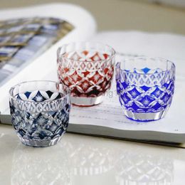 Japanese Style Edo Kiriko Handmade Shot Wine Glasses Drinkware Glass Set Tequila Sake Glasses Bar Cocktail Bullet Cups 1.5oz HKD230809