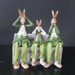 Decorative Objects Figurines Kawaii Doll Decoration Easter Bunny Simple Living Room Table Decor Resin Crafts Miniatures Office Desk Accessories 230809