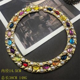 Chains Colour Pearl Glass Short Necklace Fashion Versatile Jewellery Women Attend Banquet Dress Accessories