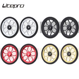 Bike Wheels JKLitepro Litepro Spider Shape Easy Wheel Enlarged 82mm Modified Alloy Sealed Bearing Pushing For Brompton Folding Bicycle 230808