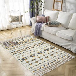 Boho Carpet Design Non-slip Floor Mat Doormat Area Rugs for Bedroom Bathroom Carpet Cotton Linen Morocco Carpets HKD230809