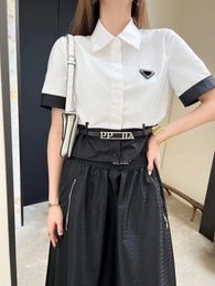 23ss Classic Womens Designer Two Piece Dress Short shirt Zipper jacquard nylon half skirt Sets Metal belt design women top