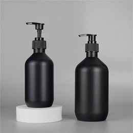 Matte Black Soap Dispenser Hand Lotion Shampoo Shower Gel Bottles 300ml 500ml PET Plastic Bottle with pumps for Bathroom Bedroom and Kitchen JL1837