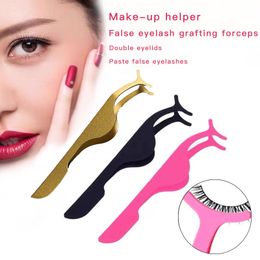 Stainless Gold Silver Pink Colour False Eyelash Curler Tweezers Fake Eye Lash Extension Clip Beauty Makeup Tool Multi Colour Applicator Clamp E448