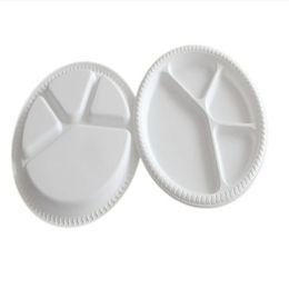 28Cm Diameter 4 Parts Disposable Plate Ecofriendly Degradable Dish BBQ Food Trays Fruit Salad Bowl Tableware Disposable Dishes Trays