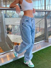 Women's Pants Capris All Season Low Rise Jeans Women's Bag Jeans 2023 Fashion Straight Leg Pants Y2k Denim Trousers Retro Loose Blue Wash Jeans Z230809