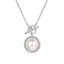 Chains AZ502-X Lefei Fashion Luxury Classic Elegant Moissanite Round Cirlce Pearl Necklace For Women S925 Silver Party Charms Jewellery