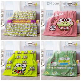 Blankets Swaddling Keroro Green Frog Big Eyes Designer Blanket Soft Throwing Bed Beach Warm Travel Cover for Children Boys and Girls Z230809