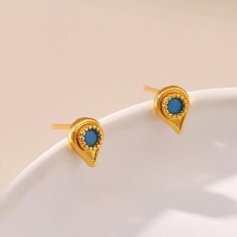 Hoop Earrings Copper Plated 18K Gold Turkish Eyes Inlaid Green Turquoise Women Jewellery High Quality Birthday Party Gifts