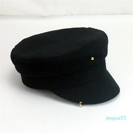 Simple Embroidery Hat Women Men Street Fashion Style sboy Hats Black Berets Flat Top Caps Men Drop Ship Cap