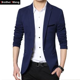 Men's Suits Blazers Autumn Men's Blazer Coat Business Casual Fashion Blue Slim Fit Suit Male Brand Clothing 230808