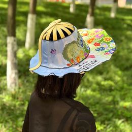 Wide Brim Hats 8 Styles Foldable Floral Printed Hat Fan Portable Breathable Women Summer Travel Beach Shopping Sunscreen Cap