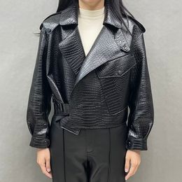 Womens Leather Faux Genuine Sheepskin Jacket Pattern Fashion Real Coat Lady Autumn S7547A 230808