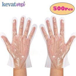 Cleaning Gloves Clear Disposable Transparent Plastic Latex Free Food Prep Safe for Cooking BBQ Kitchen Things 230809