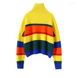 Women's Sweaters Colourful Striped Cashmere Winter Warm Sweater Women Designer Latest Fashion For 2023 Clothes Tops