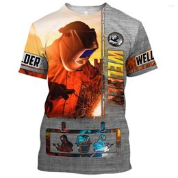 Men's T Shirts 2023 Welders Mechanical Manufacturing 3d Printing T-shirt Digital Short Sleeved Street Fashion Shirt For Men