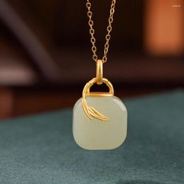 Chains Gold Over Real 925 Sterling Silver Natural White Jade Bag Small Pendant 1.02"