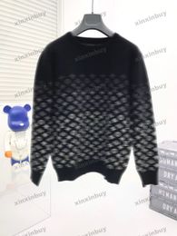 xinxinbuy Men women designer Sweatshirt Hoodie Gradient Letter Jacquard Printing sweater Grey blue black white XS-XL