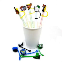 Drinking Straws Custom New Mexican Style Soft Sile St Toppers Accessories Er Charms Reusable Splash Proof Dust Plug Decorative 8Mm Party Dr