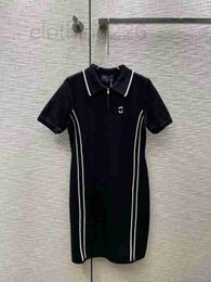 Basic & Casual Dresses Designer Summer New Small Fragrance Style Simple and Stylish, Slim Age Reducing Half Zip Contrast Polo Knitted Dress TAYM