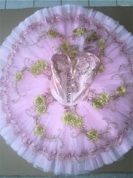 Stage Wear Professional Kids Girls Child Competition Performance 12 Layers Custom Size Pink Ballet Tutu Dance