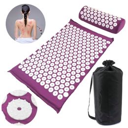 Back Massager Cushion Massage Yoga Mat Acupressure Relieve Pain Stress Body Spike Acupuncture and Pillow Set 230809