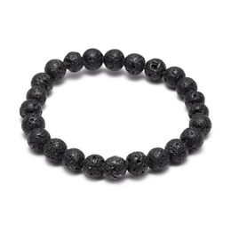 Beaded Lava Rock Chakra Bracelet Diffuser Black Natural Stone Energy Handmade Beads Bangle For Women Mens Fashion Crafts Jewellery Drop Dhx5I