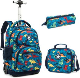 Backpacks School Wheeled Backpack for boys Kids Rolling Backpack 3pcs Set Lunch Bag School Trolley bag for girl School Rolling luggage Bag 230809