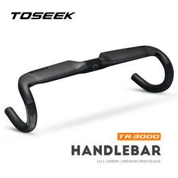 Bike Handlebars Components TOSEEK Carbon Road Handlebar TR3000 UD Matt Bicycle Handle Bar Ultra Light Integrated 230808