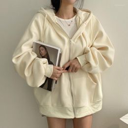 Women's Hoodies Sudaderas Para Mujer Minimalist Casual Versatile Solid Colour Hooded Women Zipper Cardigan Jacket Grey Sweatshirts