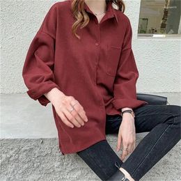 Women's Blouses Shirt Autumn And Winter 2023 Of The Loose Design Niche Medium Long Tops Layered Shirts Bottoming W