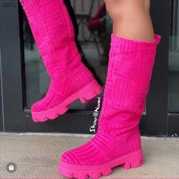 Women's Boots Spring/Autumn New Luxury Thick-soled Ladys Fashion Towel Cotton Boots Long Pipe Boot Women Plus Size Shoes L230704