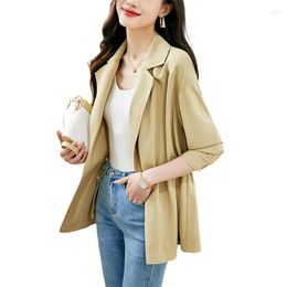 Women's Trench Coats Spring Autumn Coat 2023 Korean Loose Suit Collar Mid-Long Female Overcoat Windbreaker Lady Tops