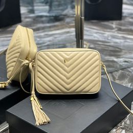 Crossbody Camera Bag Quilted Bag Tassel Pendant Shoulder Bags Women Handbag Designer Purse Flap Luxury Wallet Stripes Double Zip Pochette Cowhide Leather Quality