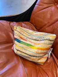 Cosmetic Bags Cases 2023 New INS Rainbow Stripe Makeup Bag Travel Bag Portable Large Capacity Storage Bag Versatile and Simplestylishhandbagsstore