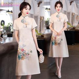 Ethnic Clothing Summer Chinese Style Retro Dress For Woman Qipao Clothes Plus Size M-4XL Improved Fashion Cheongsam Dresses