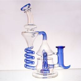 Glass Spring Dab Rig Recycler Tornado Water Pipe Smoke Beaker Bong 14mm male banger