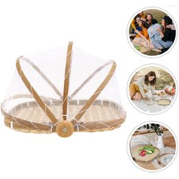 Dinnerware Sets Guard Household Basket Picnic Mesh Covers Table Tent Bamboo Tray Tents Fruit Display Foldable Flies Bread Storage