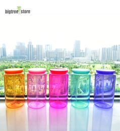 Sublimation Glass Blanks With Bamboo Lid 16 OZ Frosted Glass Cups With Lids And Straws Sublimation Glass Can For Iced Coffee,Drinks,Beer