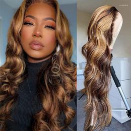 13x4 Blonde Highlight Frontal Wigs Ombre Honey 4/27 Colored Lace Front Glueless Brazilian Human Hair Pre Plucked