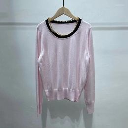 Women's Sweaters Patads France S Family 21 Spring And Summer Wear Metal Chain Colour Contrast Blended Knitting Top