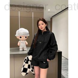 Two Piece Dress designer P Family 23 Spring/Summer New Fashion Cool Hooded Long Sleeve Jacket Coat+Elastic Waist High Shorts Sports Set BELD